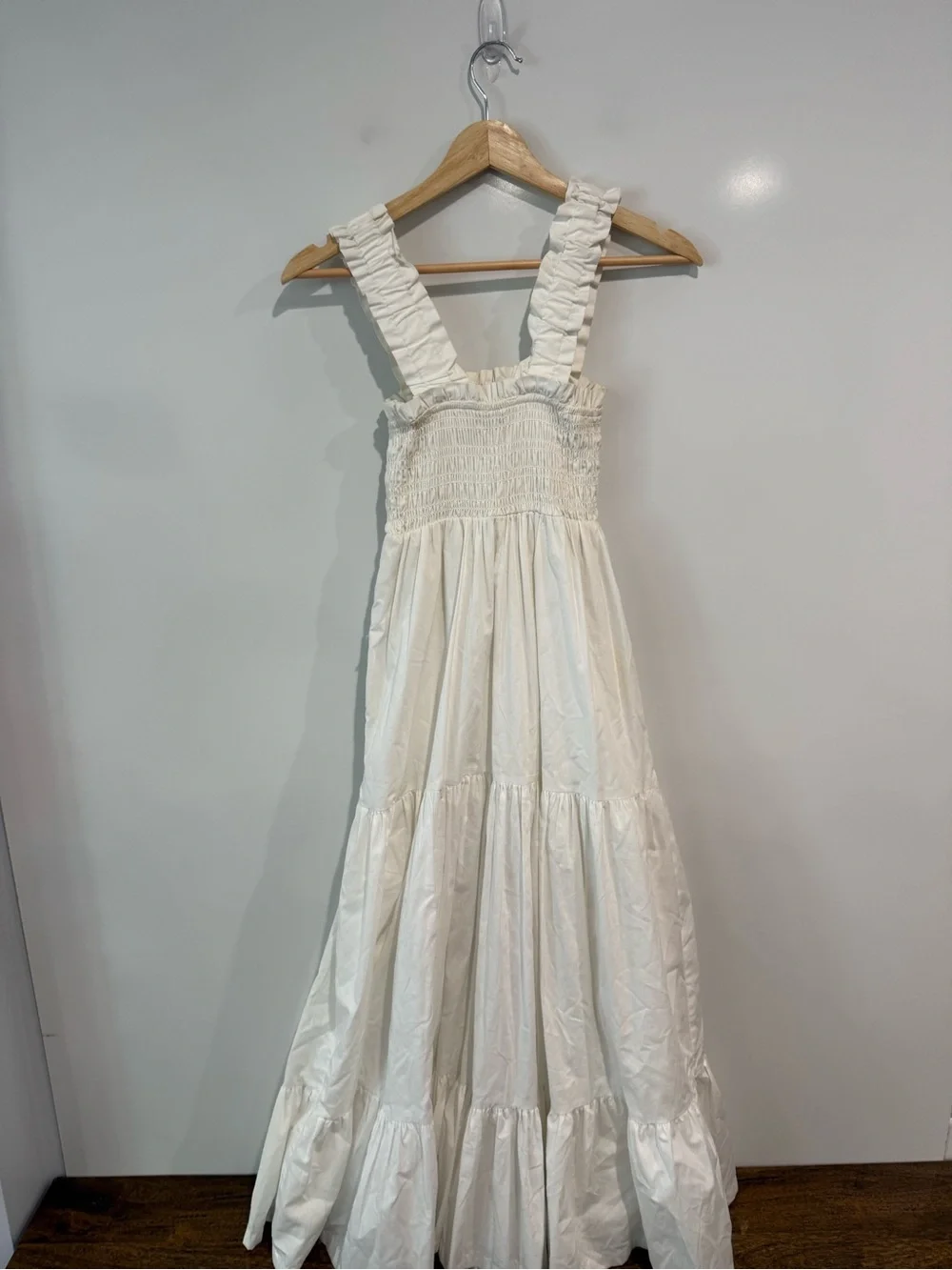 Abercrombie & Fitch White Smocked Maxi Tiered Dress